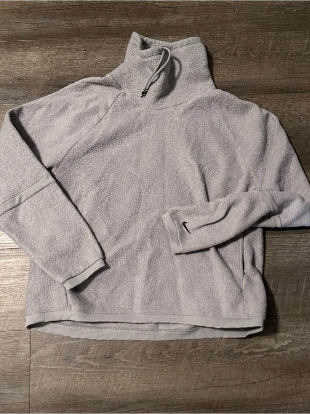 Womens Light Gray Fleece Pullover Mock Neck Sweater